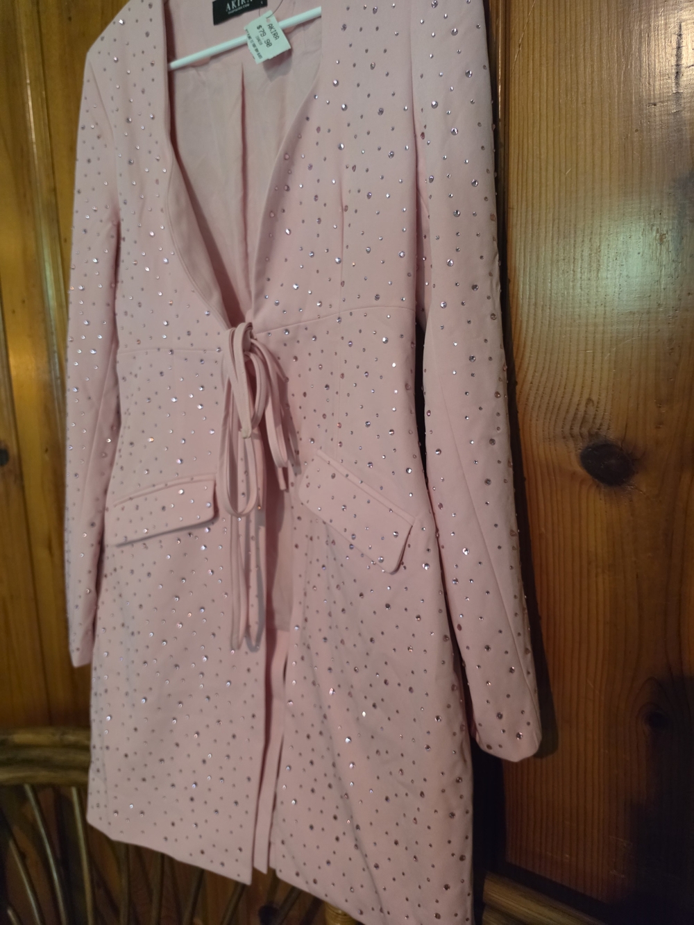 Akira Pink Embellished Tie-Waist Coat - Picture 13 of 16